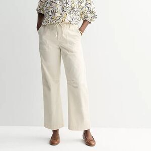 Sonoma Utility Barrel Ankle Pants Womens L Ivory Drawstring Stretch NEW